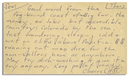Hunter S. Thompson Autograph Letter Twice-Signed From Big Sur in 1960 -- ''...incredible country: Colorado by the sea...''